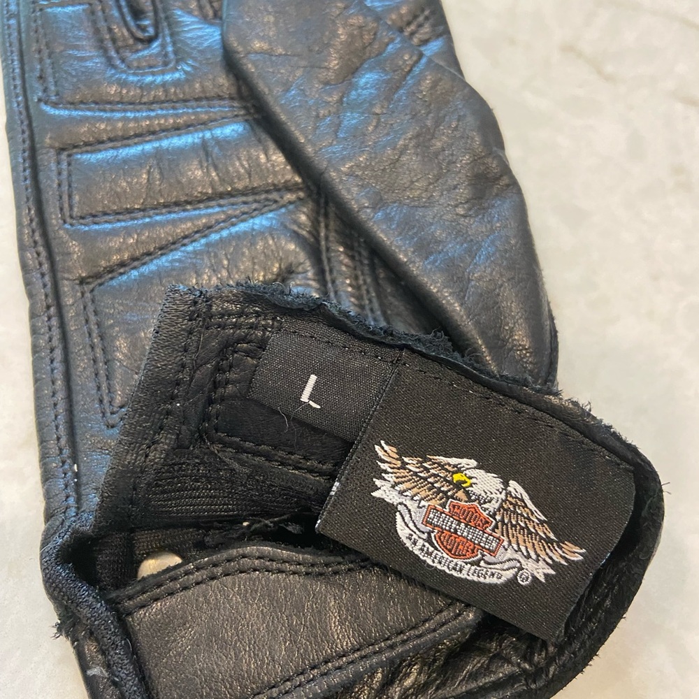 Womens black leather Harley Davidson riding gloves Size Large - Picture 5 of 7